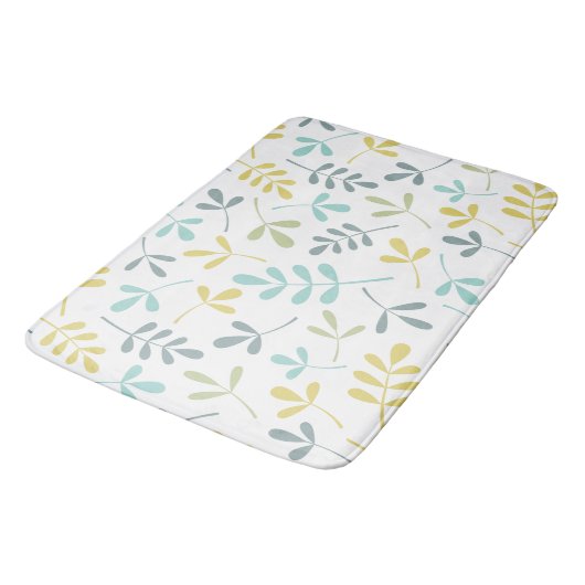 組み合わせ葉済みパターンの白のカラーミックス バスマット (アングル)