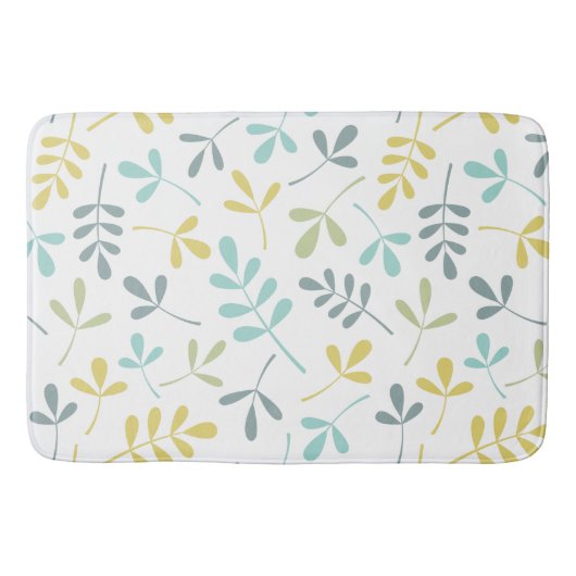 組み合わせ葉済みパターンの白のカラーミックス バスマット (正面)