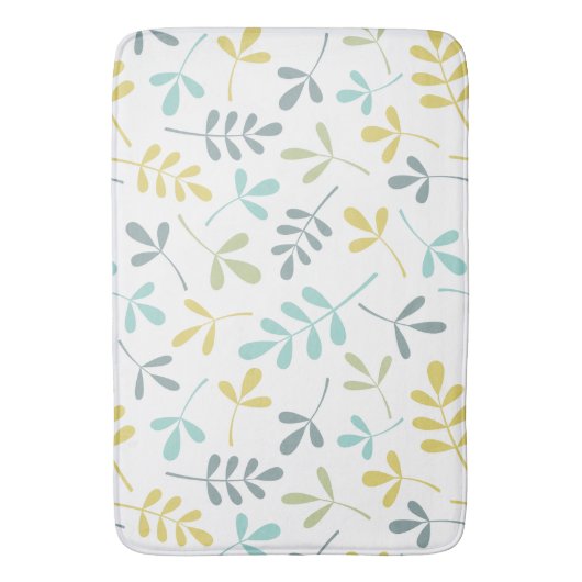 組み合わせ葉済みパターンの白のカラーミックス バスマット (正面縦)