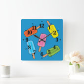 組み合わカラフルせのポップス スクエア壁時計 (ホーム)