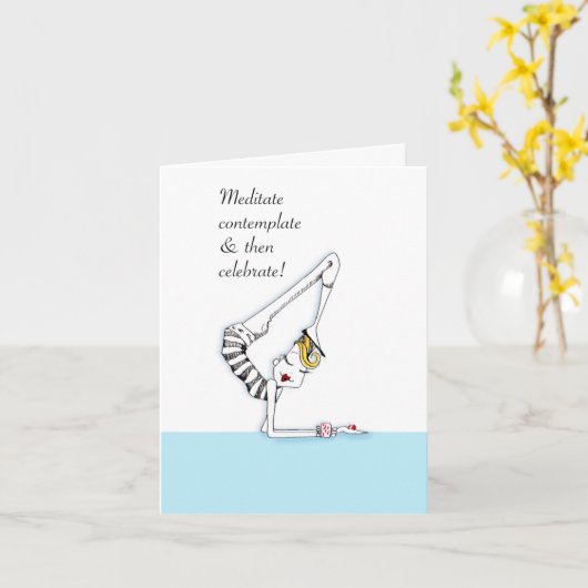 組み立てのために適したヨガのユーモアカード カード (黄色い花)