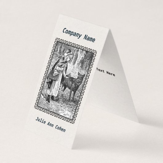 組み立てられたイラストレーションの白黒の乗馬フードのオオカミ 名刺 (正面)