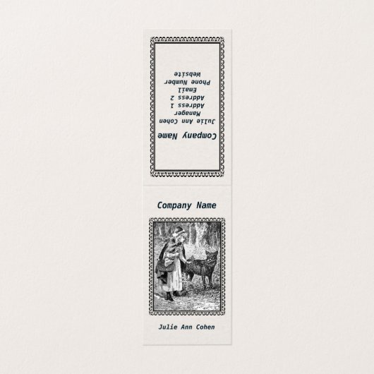 組み立てられたイラストレーションの白黒の乗馬フードのオオカミ 名刺 (外部フラット)