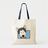 組み立てられた漫画のシベリアンハスキーのトートバック トートバッグ (正面)