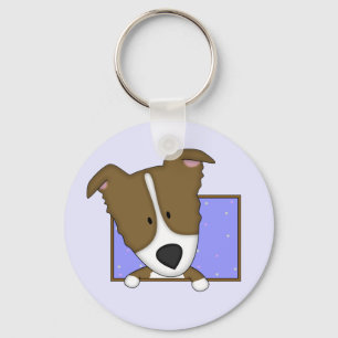 組み立てられた漫画のブラウンのボーダーコリーKeychain キーホルダー