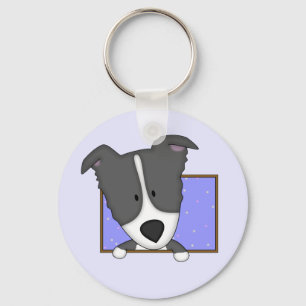 組み立てられた漫画のボーダーコリーKeychain キーホルダー