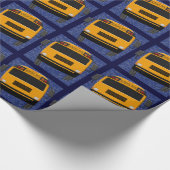 組み立てられた黄色いスクールバスの包装紙 ラッピングペーパー (角)