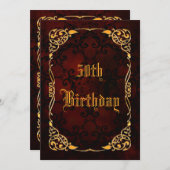 組み立てられるゴシック様式金ゴールド第50誕生日 招待状 (正面/裏面)