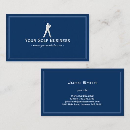 組み立てられるゴルフクラブ濃紺の平野のシンプル 名刺 (正面/裏面)
