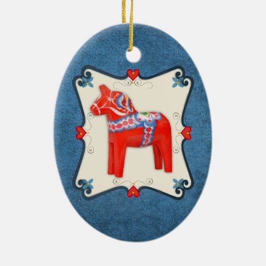 組み立てられるスウェーデン人のDalaの馬の民芸 セラミックオーナメント (裏面)