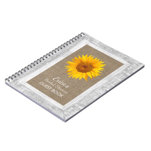 組み立てられるブライダルシャワーの来客名簿のヒマワリ木 ノートブック (左側)
