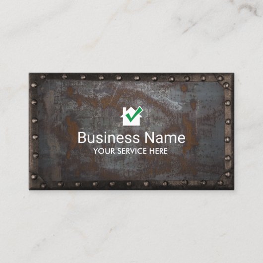 組み立てられる建築の家アイコンヴィンテージの錆ついた金属 名刺 (正面)