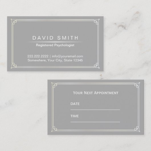 組み立てられる心理学者のアポイントメントカードの平野の灰色 予約カード (正面/裏面)