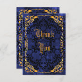 組み立てられる青いゴシック様式及び金ゴールドは誕生日感謝していしています サンキューカード (正面/裏面)