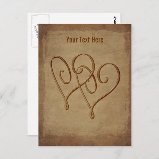 組み込みハートヴィンテージカスタマイズ可能はがき ポストカード (正面/裏面)