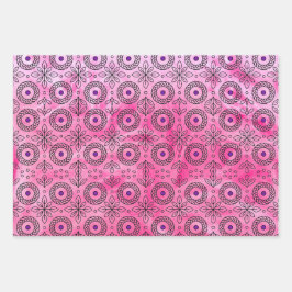 組み込み曼荼羅と葉のモチーフデザイン» ラッピングペーパーシート