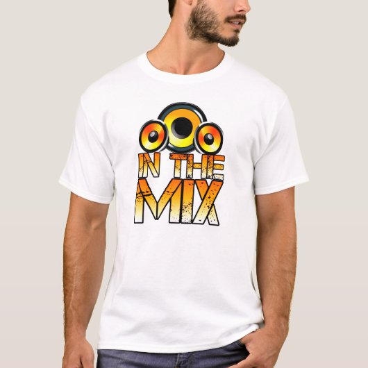 組合せのスピーカーのデザインのTシャツのdj Tシャツ (正面)