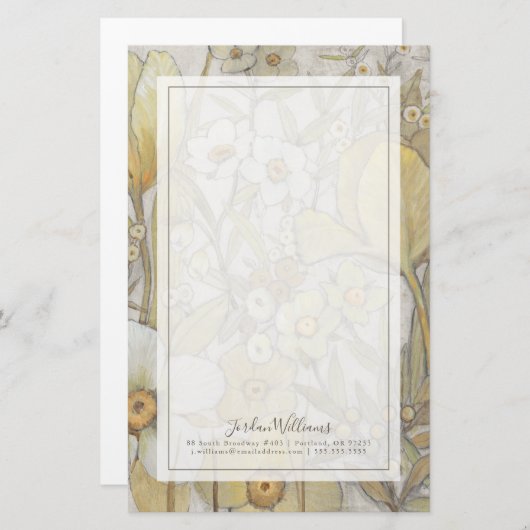 組合せの花柄 便箋 (正面/裏面)