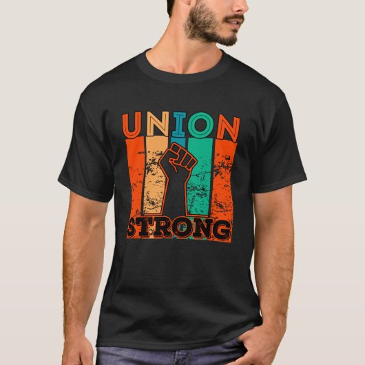 組合強い組合労働組合労働組合労働者の労働日 Tシャツ (正面)