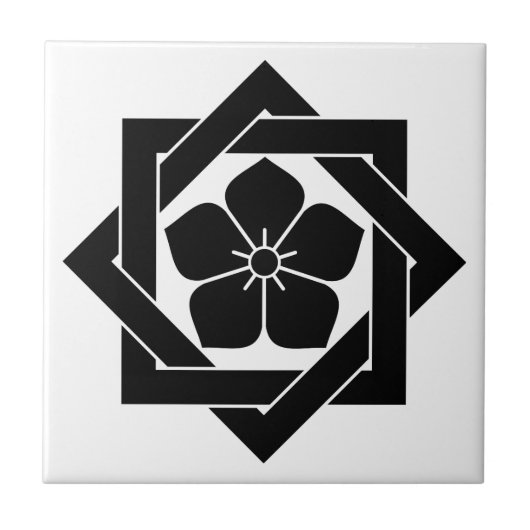 組合角に桔梗 タイル (正面)