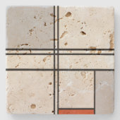 組成(No.1)灰色 – 赤 |ピートモンドリアン | ストーンコースター (正面)