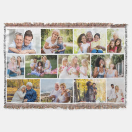 組積造グリッドフォトコラージュ12ファミリ写真 スローブランケット