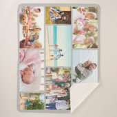 組積造グリッド9フォトコラージュライトグレー シェルパブランケット (正面)