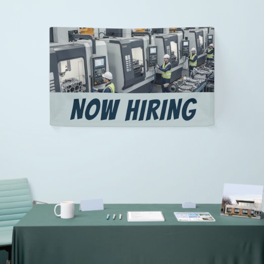 組立ラインの機械作業者がバナーを採用 横断幕 (トレードショー)