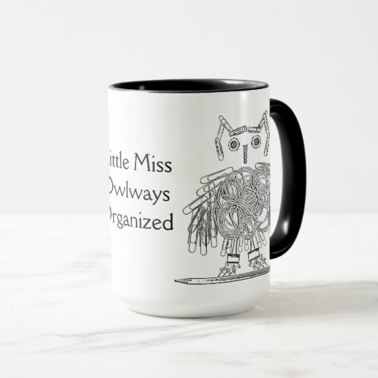 組織される事務用品のフクロウのおもしろいで小さい失敗 マグカップ (正面右)