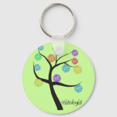組織学者の木デザイン顕微鏡細胞葉 キーホルダー (正面)