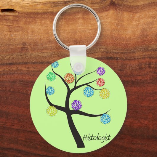 組織学者の木デザイン顕微鏡細胞葉 キーホルダー (正面)