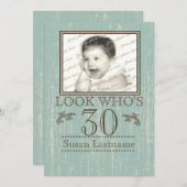 経年木材 30歳誕生日写真 招待状 (正面/裏面)