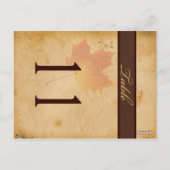 経年紙のテーブルの両面紅葉テーブルナンバー ポストカード (裏面)