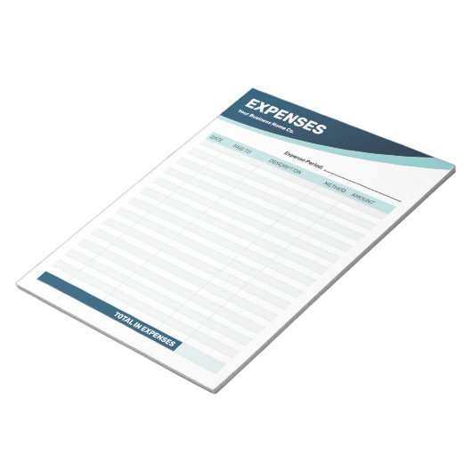 経費追跡ログビジネス型枠メモ帳 ノートパッド (アングル)