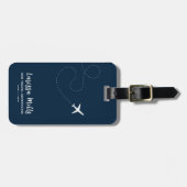 経路エレガント付き点々のある飛行機 ラゲッジタグ (正面横)