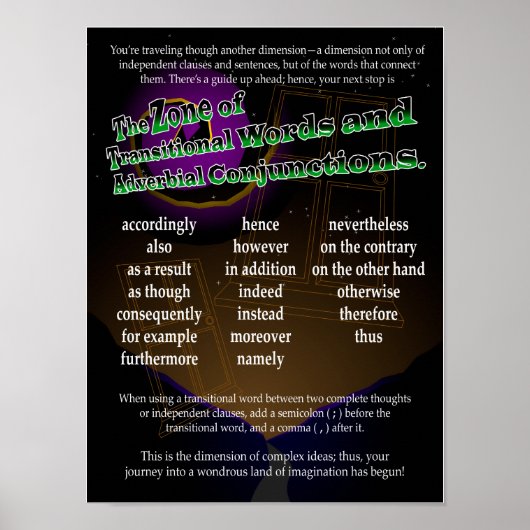 経過語及び副詞的接続詞 ポスター (正面)