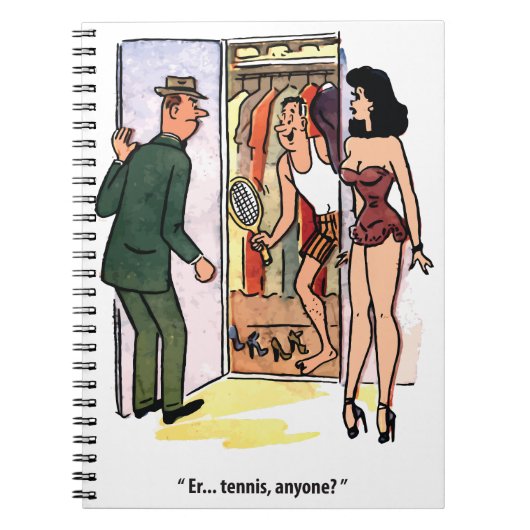 経験豊富なテニスおもしろい選手 ノートブック (正面)