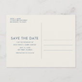 結おもしろいユニーク婚の日付の保存 案内ポストカード (裏面)