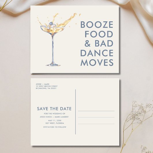 結おもしろいユニーク婚の日付の保存 案内ポストカード