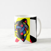 結ばれた世界の黒のモノグラムのマグ コーヒーマグカップ (正面右)