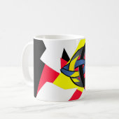 結ばれた世界の黒のモノグラムのマグ コーヒーマグカップ (正面左)