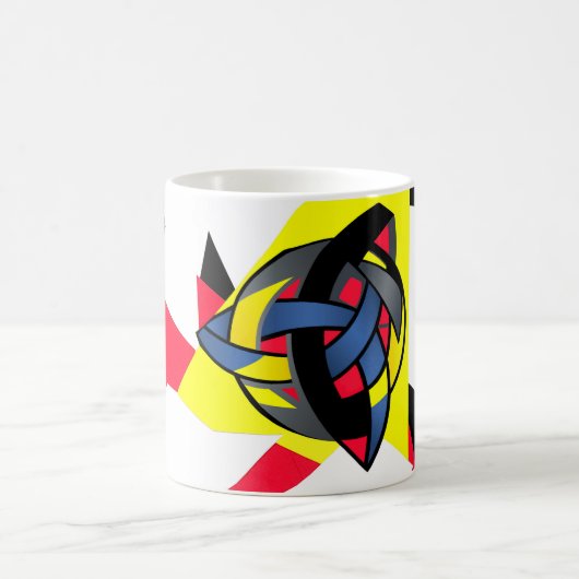 結ばれた世界の黒のモノグラムのマグ コーヒーマグカップ (中央)