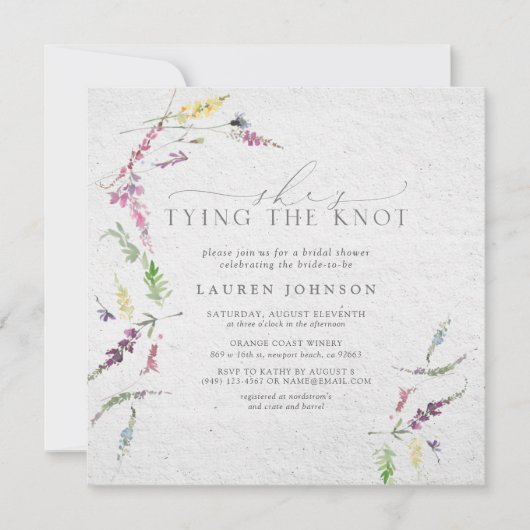 結びエレガント目のワイルドフラワーシャワーを結んでいる 招待状 (正面)