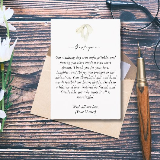 結びエレガント目の写真を結ぶ白い結婚弓 サンキューカード