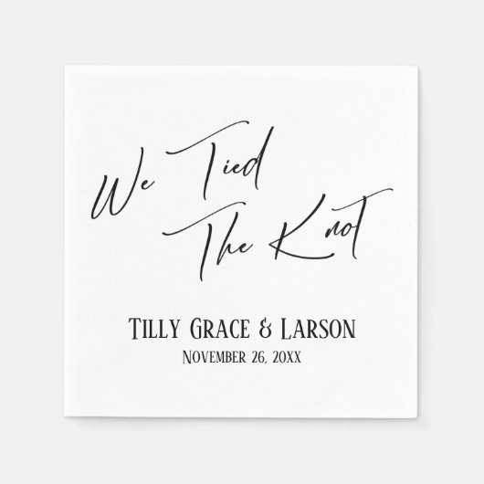 結びエレガント目を結びシンプルた手書き文字 スタンダードカクテルナプキン (正面)