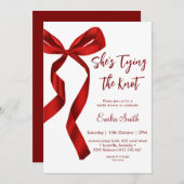 結びエレガント目を結ぶ赤弓ブライダルシャワー 招待状 (正面/裏面)
