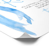 結びエレガント目を結んでいるブルーボウレシピのサイン ポスター (角)