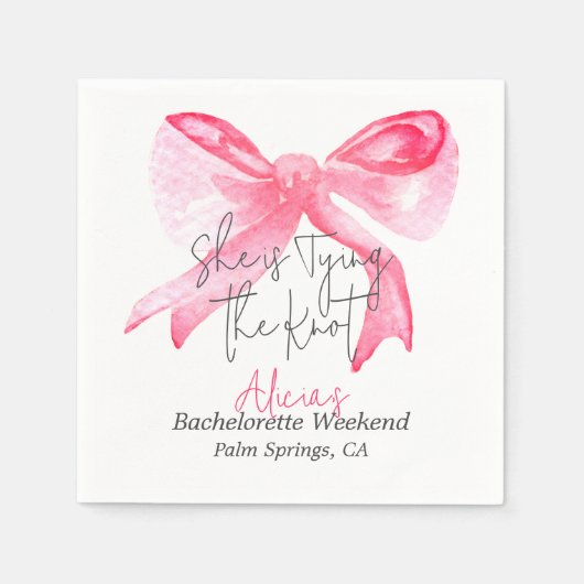 結びエレガント目ピンクの弓バチェロレッテ スタンダードカクテルナプキン (正面)