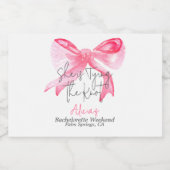 結びエレガント目ピンクの弓バチェロレッテ スパークリングワインラベル (シングルラベル)