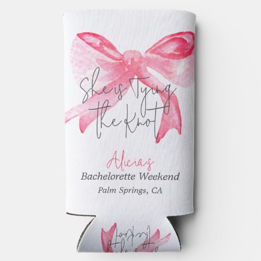 結びエレガント目ピンクの弓バチェロレッテ スリム缶クーラー (裏面)